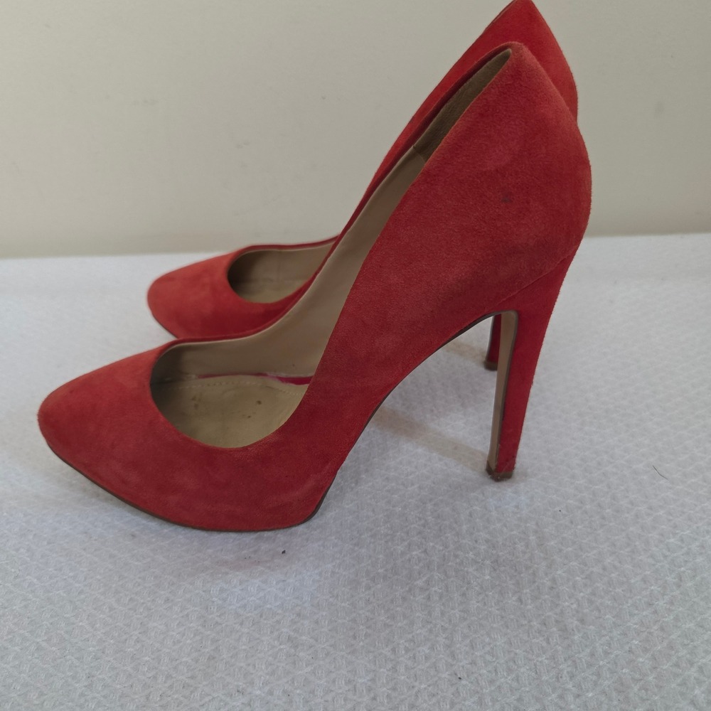 Aldo Red Suede Pointed Toe High Heel Pumps Hidden Platform Size 38 Womens - Picture 4 of 7